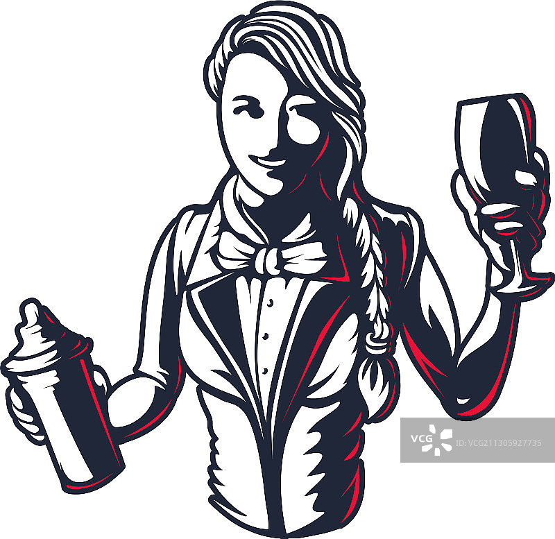 快乐的酒吧女招待或酒吧男招待图片素材