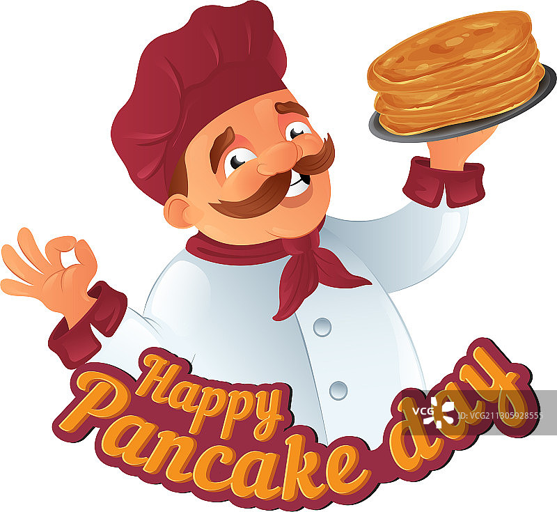 卡通胡须男的趣味薄饼日图片素材