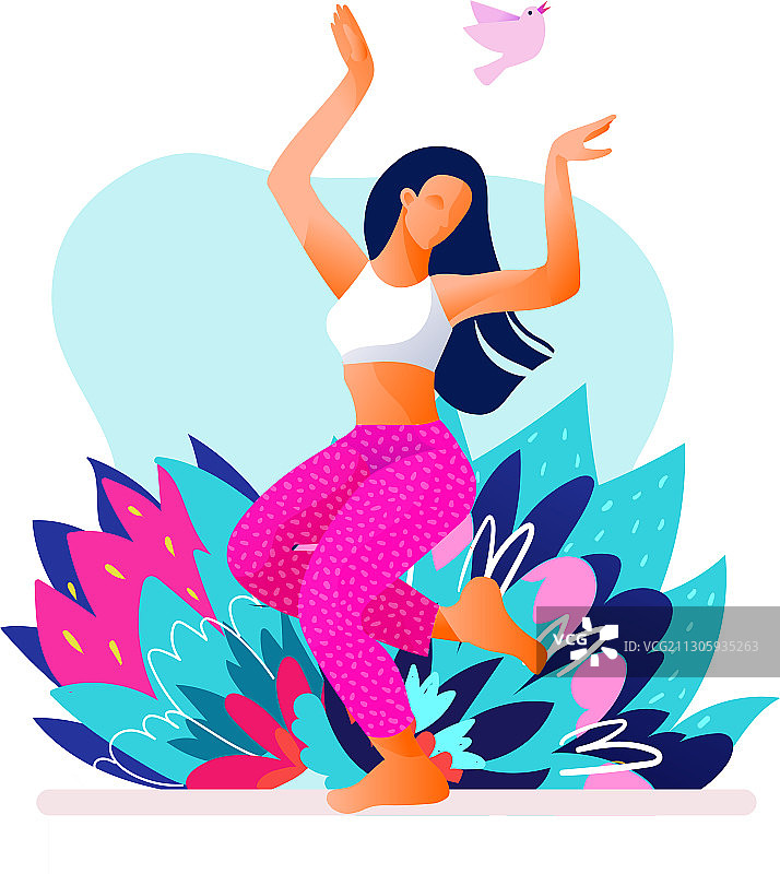 快乐跳舞的女孩或女人图片素材