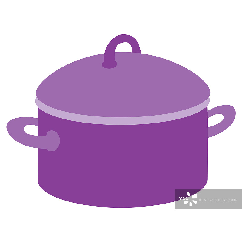可爱的紫罗兰色平底锅，白色背景图片素材