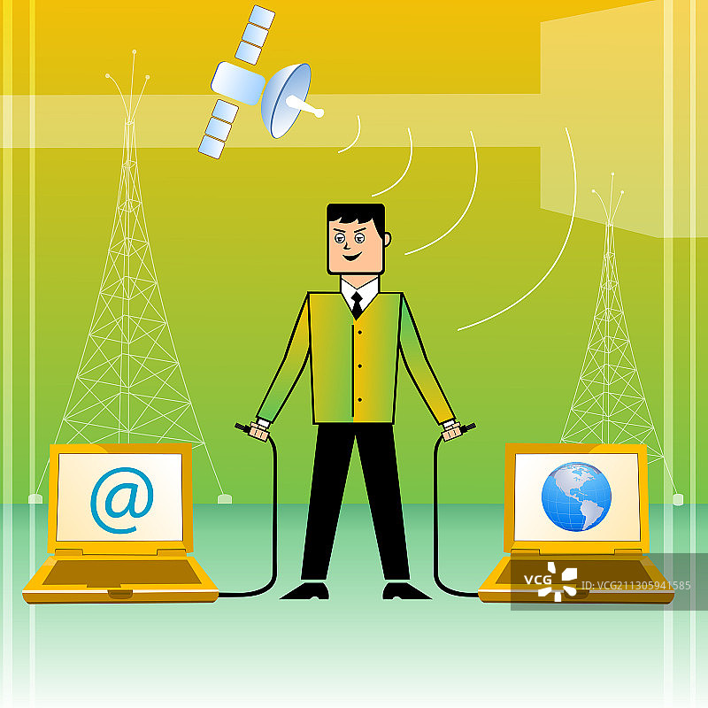 通过互联网连接世界的商务人士图片素材