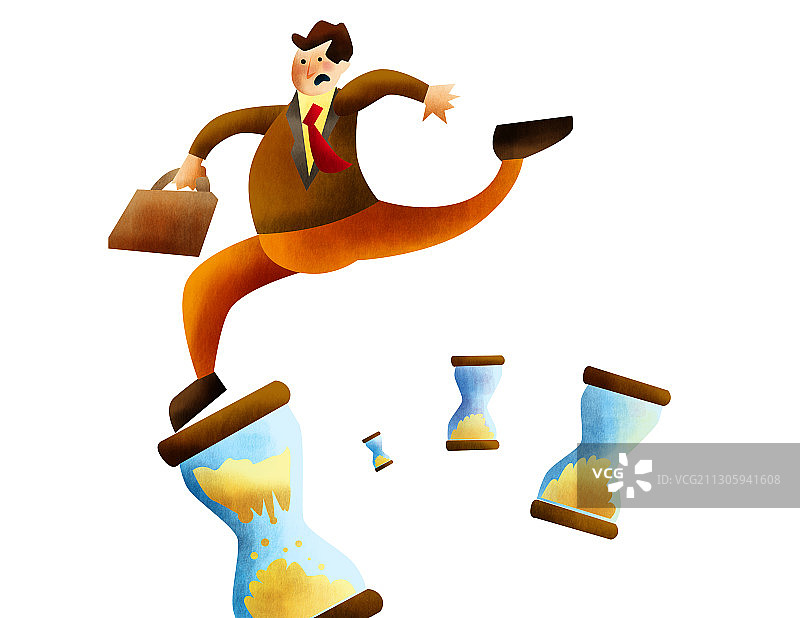 拿着公文包奔跑的商人插画图片素材