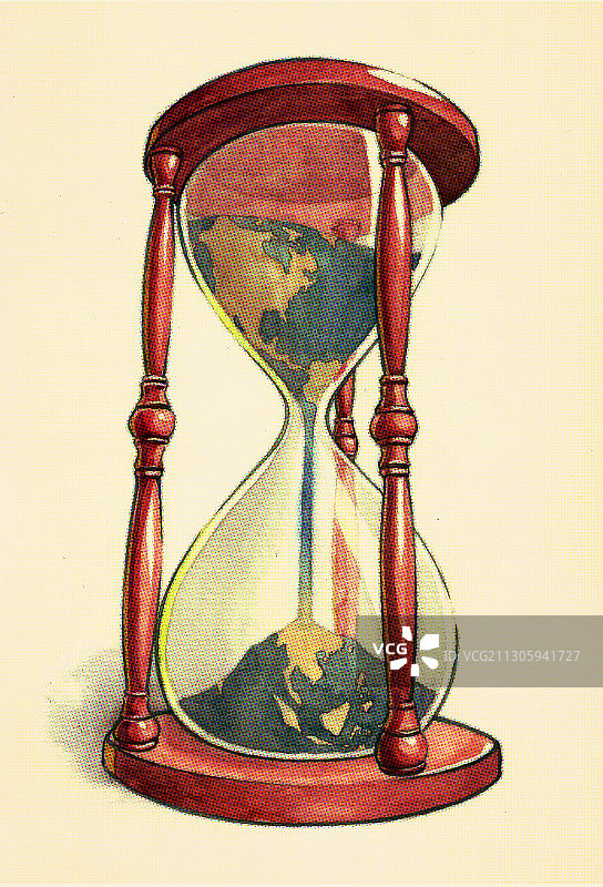 沙漏中的地球概念插画图片素材