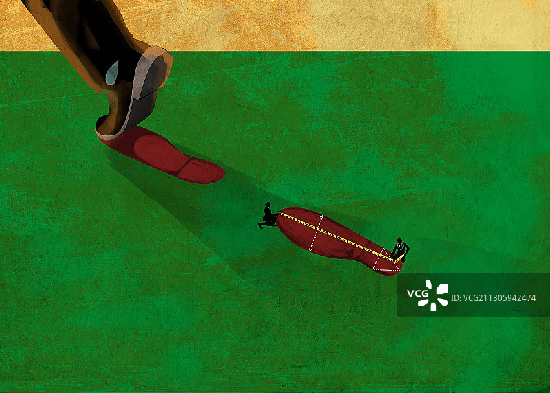 测量碳足迹的环保主义者插画图片素材