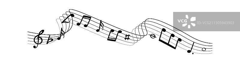 音符剪影音乐漩涡波浪图片素材