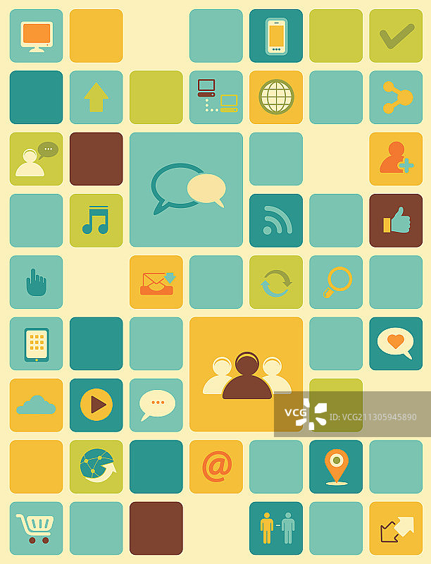 彩色背景上的互联网图标插画图片素材