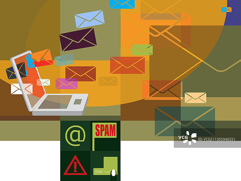 笔记本电脑上下载的垃圾邮件图片素材