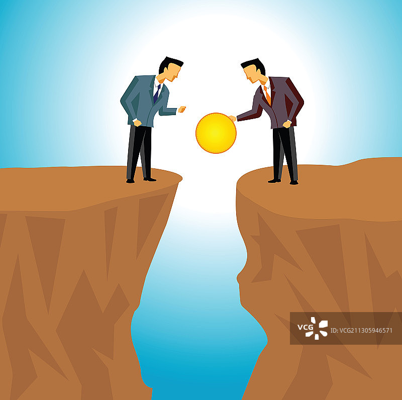 两位商人交换硬币插画图片素材