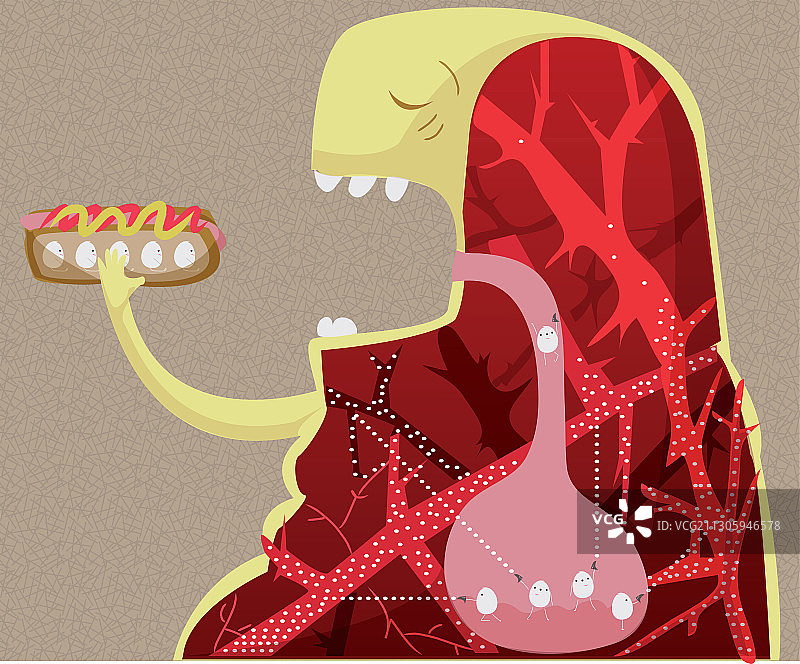 不健康的生活方式插画图片素材