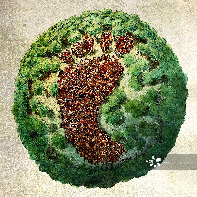 全球足迹概念插画图片素材