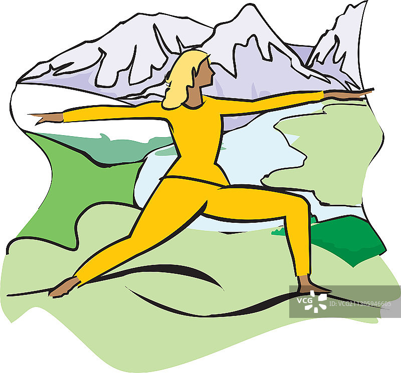 户外锻炼的女人插画图片素材