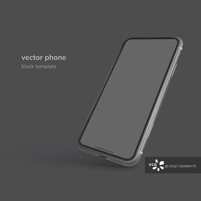 黑色背景上的黑色手机模型样机图片素材