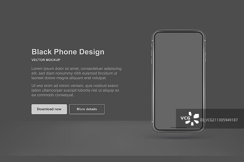深色背景上逼真的黑色手机图片素材