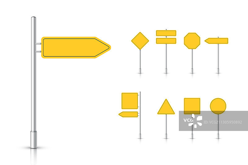 白色背景上的黄色交通标志模型图片素材