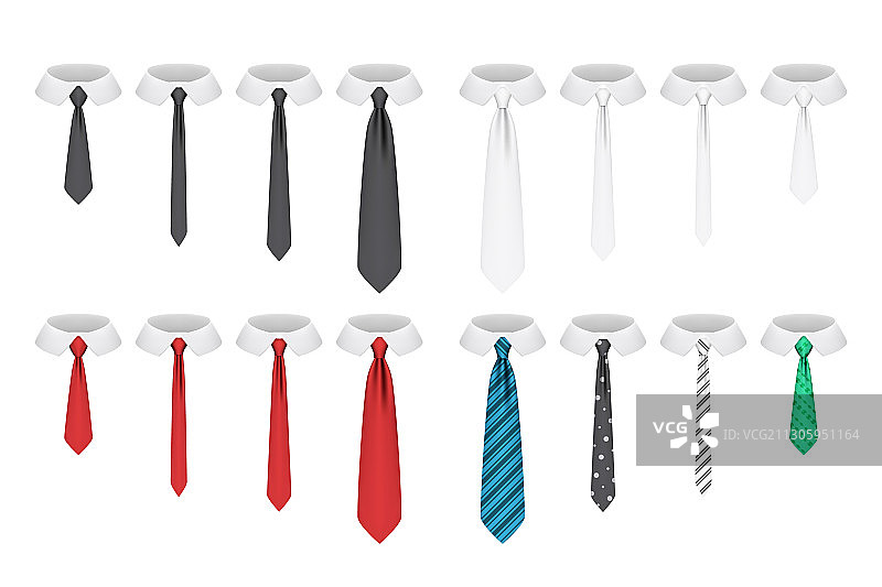 白色背景上逼真领带套装图片素材