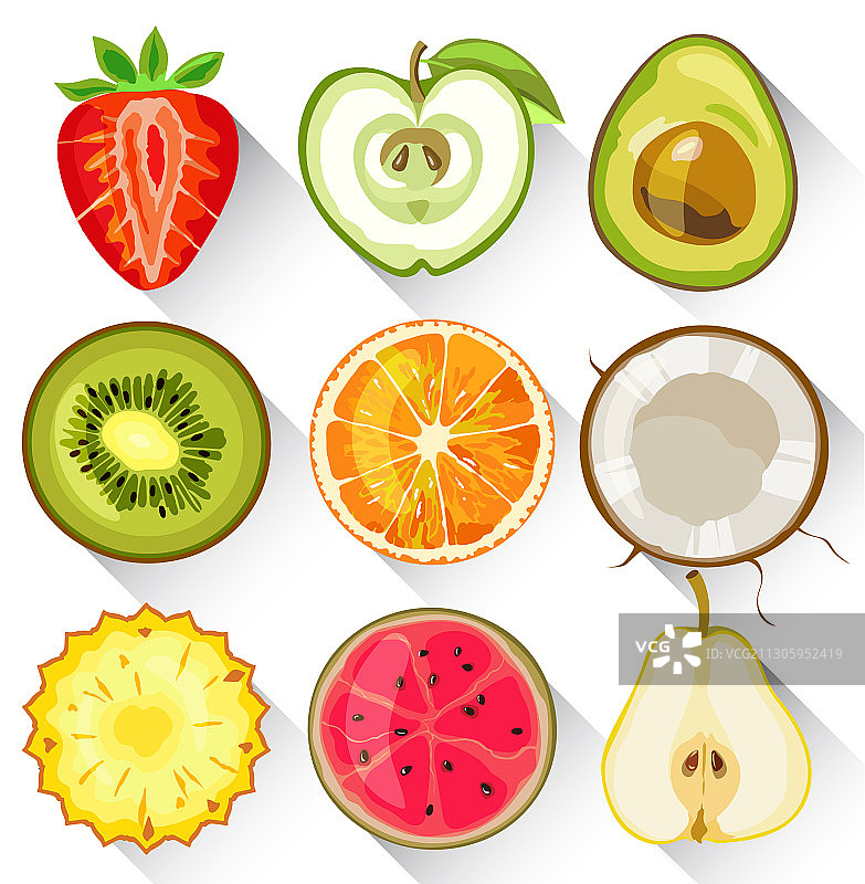 水果蔬菜组合：苹果、猕猴桃、橙子图片素材