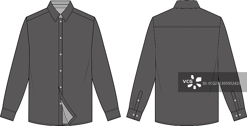 长袖衬衫时尚平面草图模板8图片素材