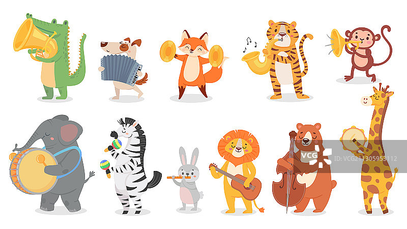 演奏音乐的可爱动物图片素材