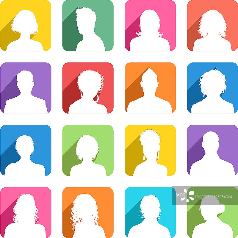 带阴影的扁平彩色头像图片素材