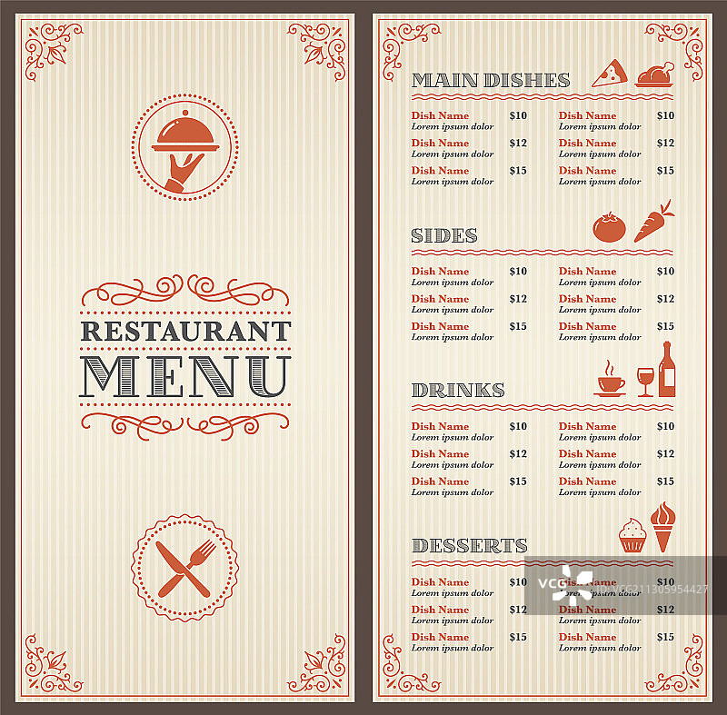 经典餐厅菜单模板图片素材