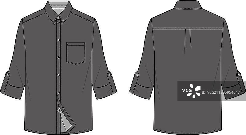 短袖衬衫时尚扁平款式草图模板6图片素材
