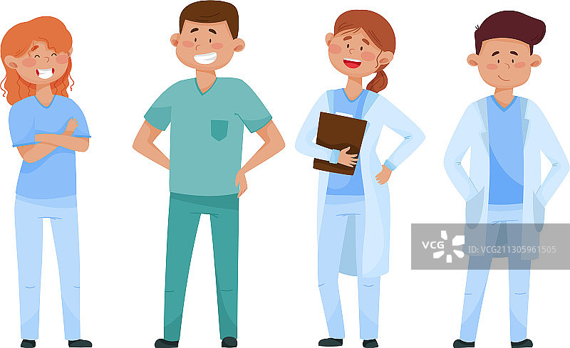 微笑的男女医生穿着医疗服图片素材