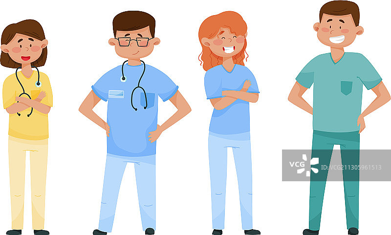 微笑的男女医生穿着医疗服图片素材