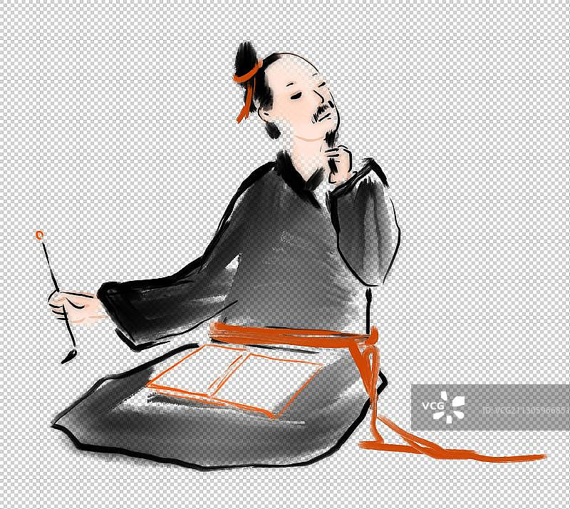 中国风水墨人物元素古代诗人图片素材