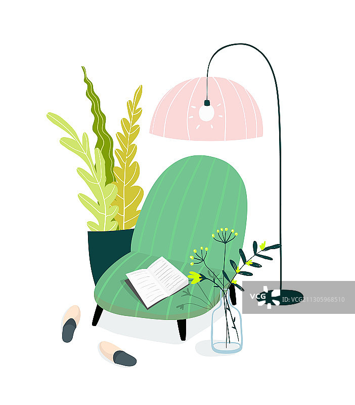 舒适安静的居家休闲阅读室图片素材