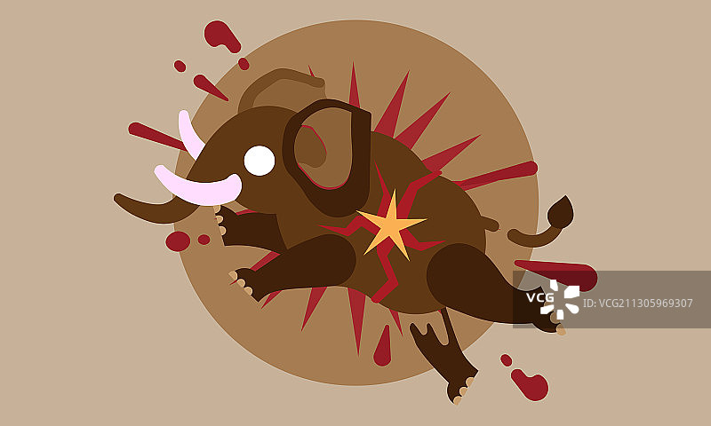 一头因吞食火焰而死的大象图片素材