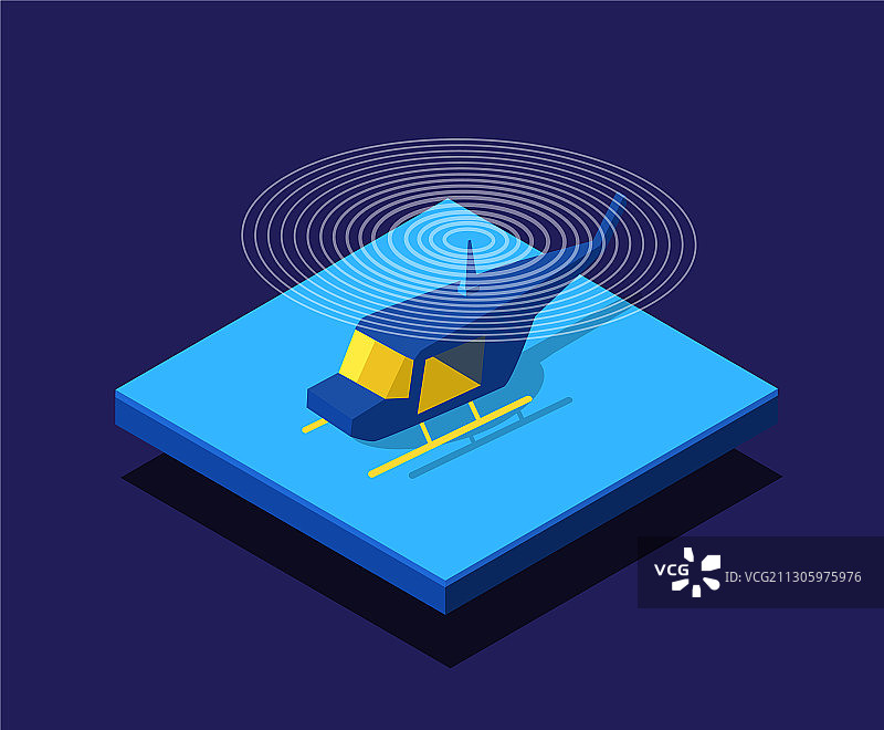 直升机客机3D等距图标图片素材