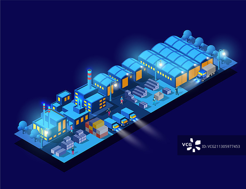 未来城市3D霓虹灯光夜景图片素材