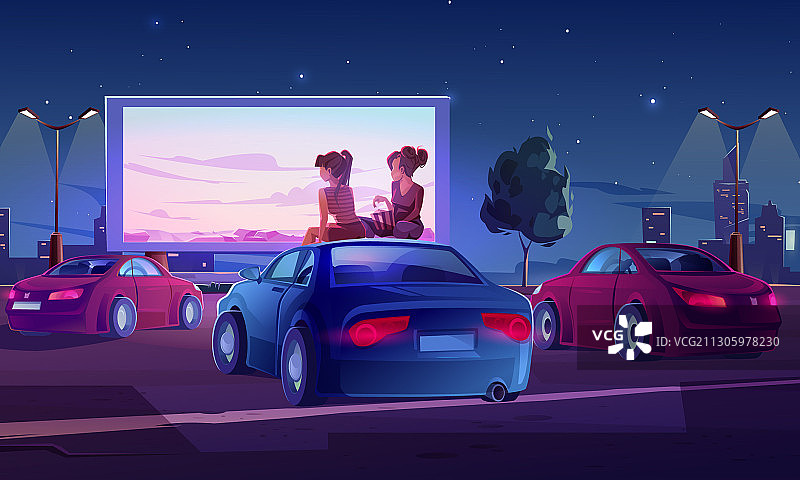 户外露天汽车电影院图片素材