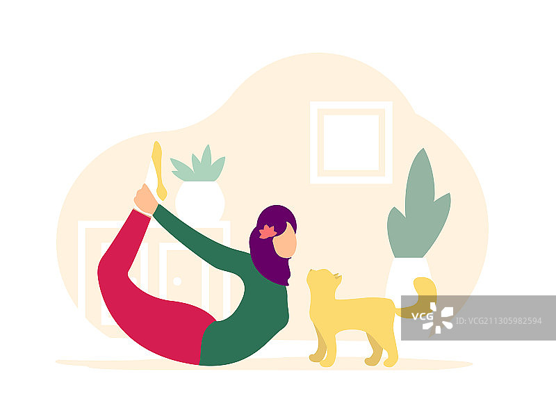 戴着头巾做瑜伽的穆斯林女性图片素材