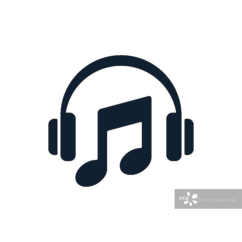 带音符的扁平风格耳机图标图片素材