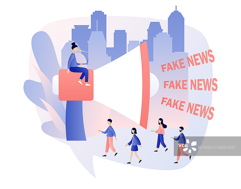 虚假新闻隐喻小人物与大喇叭图片素材