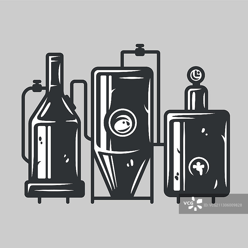 啤酒厂或啤酒酿造工艺流程图片素材