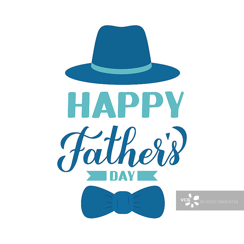 父亲节快乐书法字体与帽子图片素材