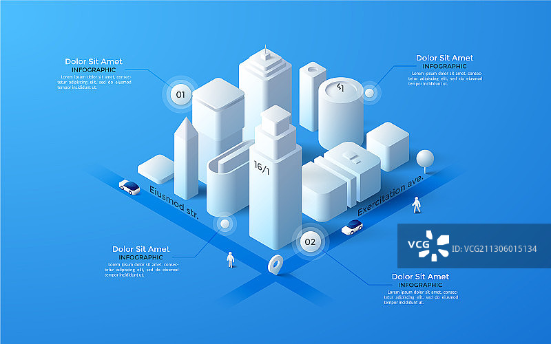 2.5D白色城市模板图片素材