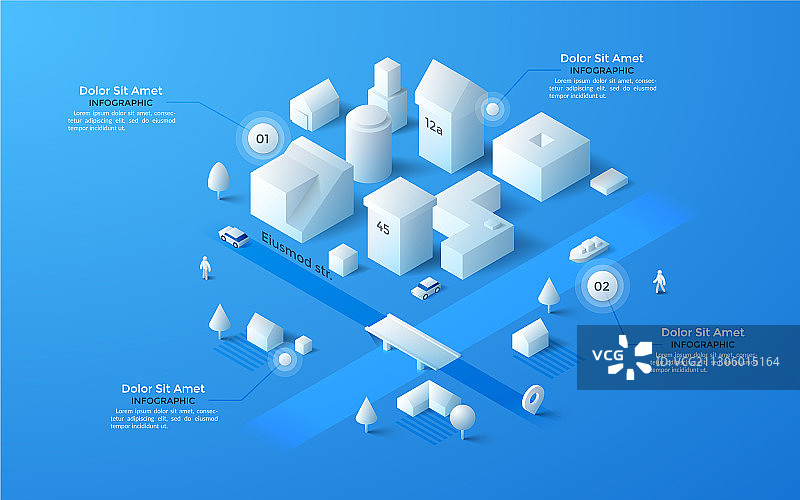 2.5D白色城市模板图片素材