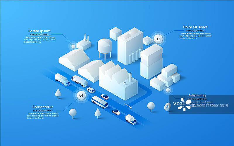 2.5D白色城市模板图片素材