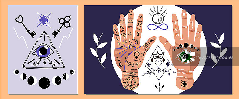 手相术和占卜术手纹图片素材