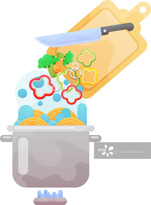 蔬菜落入沸水锅中图片素材