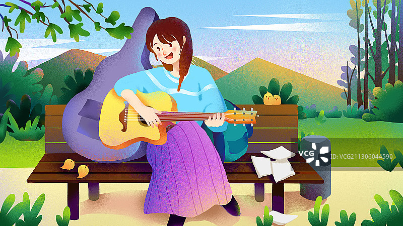 吉他女孩图片素材