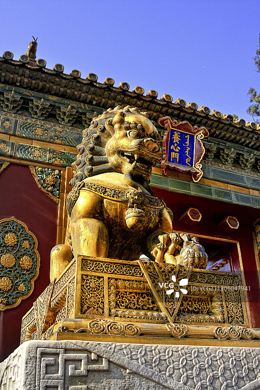 故宫养心殿前的铜狮图片素材