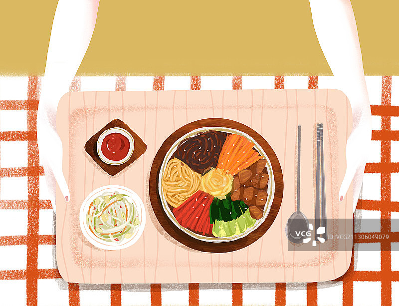 一人食石锅拌饭图片素材