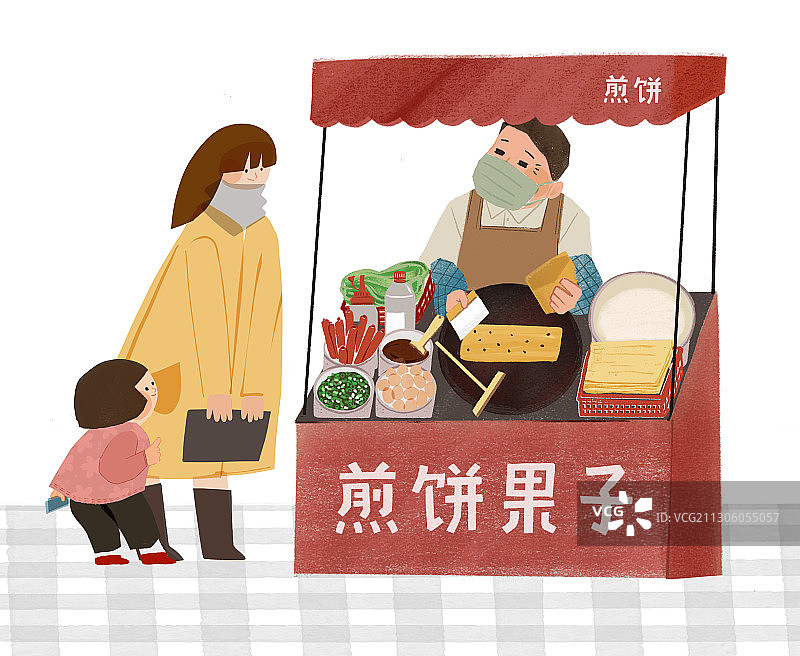 街头传统小吃煎饼果子摊位图片素材