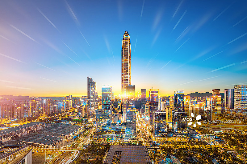 深圳都市风光城市天际线建筑科技聚焦光效图片素材