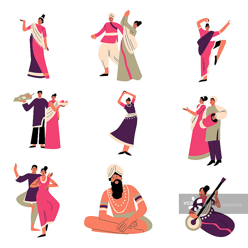 穿着传统鲜艳服装的印度人图片素材