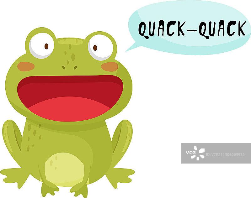 张开嘴发出呱呱声的绿色青蛙图片素材